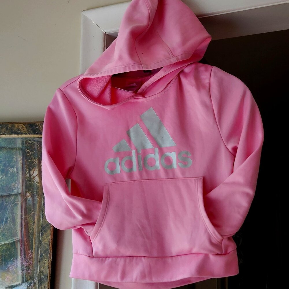 H28  Adidas Girls Hoodie w/ pocket Light Pink Sz 6X